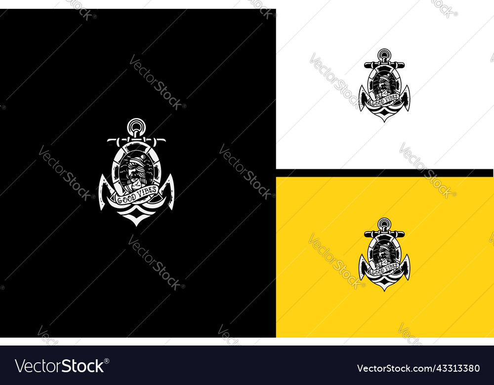 Logo design of anchor black and white