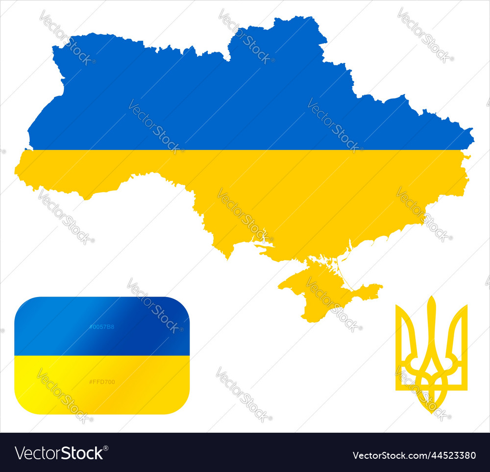 Map of ukraine and ukrainian symbols Royalty Free Vector