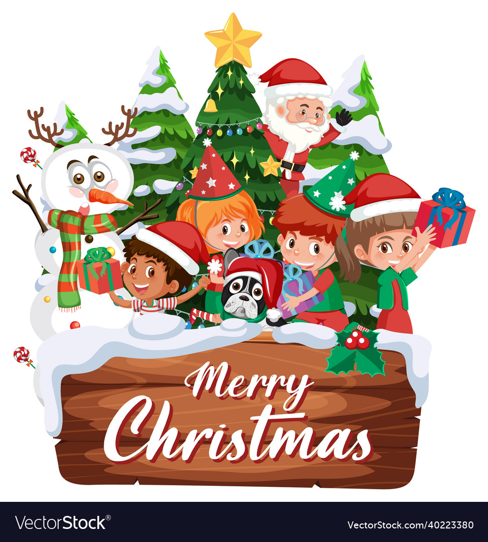 Merry christmas banner with santa claus Royalty Free Vector