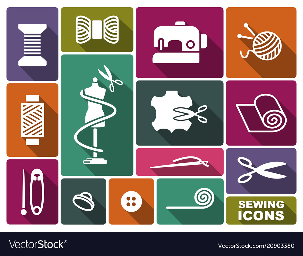 Sewing And Needlework Icons Royalty Free Vector Image