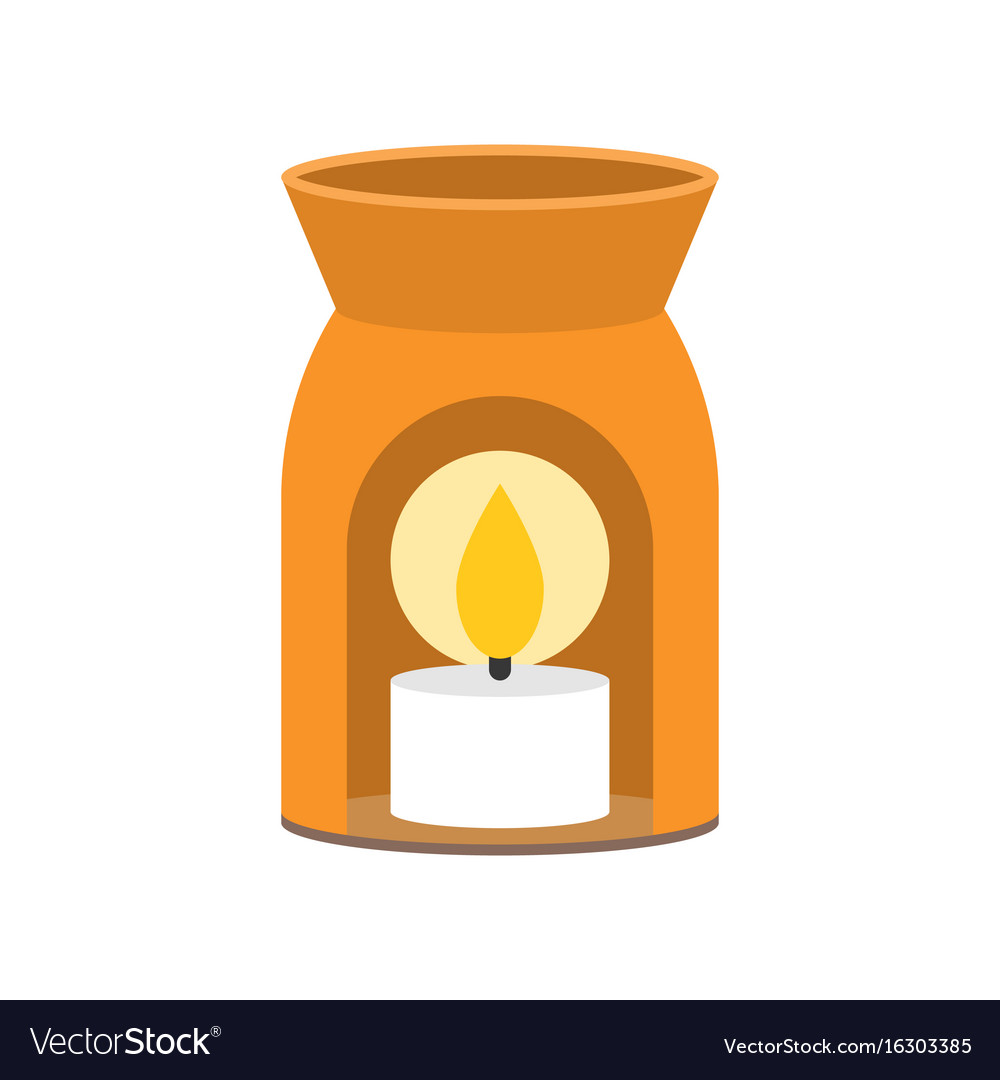 Aroma Lamp And Scented Candle Icon For Spa Vector Image