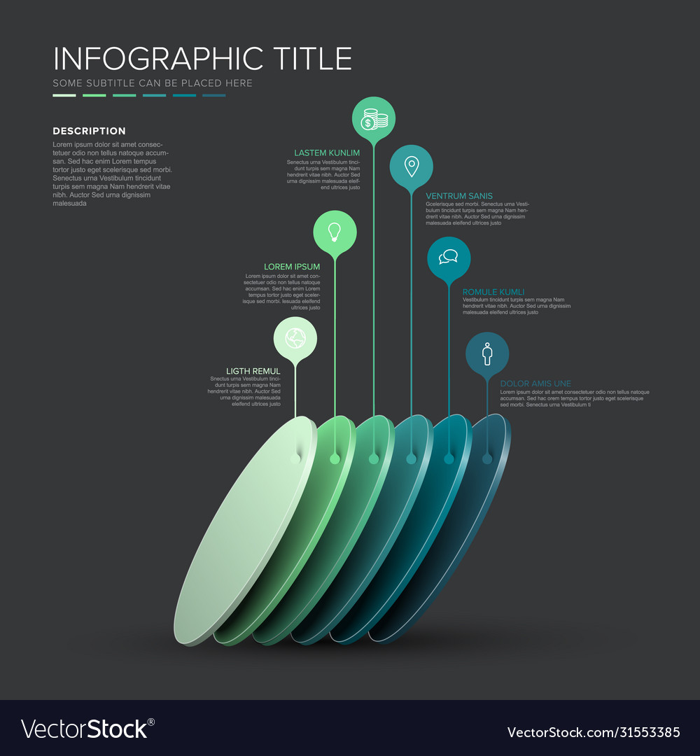 Infographic round diagonal layers desks template