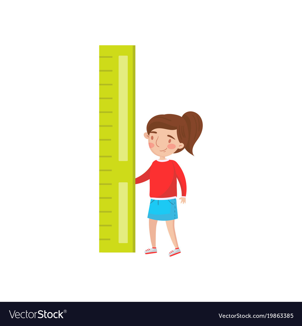 little girl holding giant ruler preschool vector image