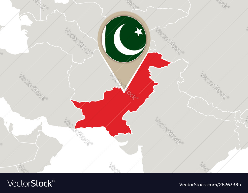 Pakistan on world map Royalty Free Vector Image