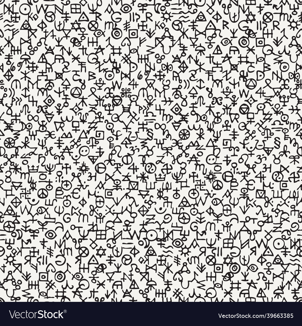 Seamless pattern with occult signs and magic runes vector image Seamless pattern with occult signs and magic runes