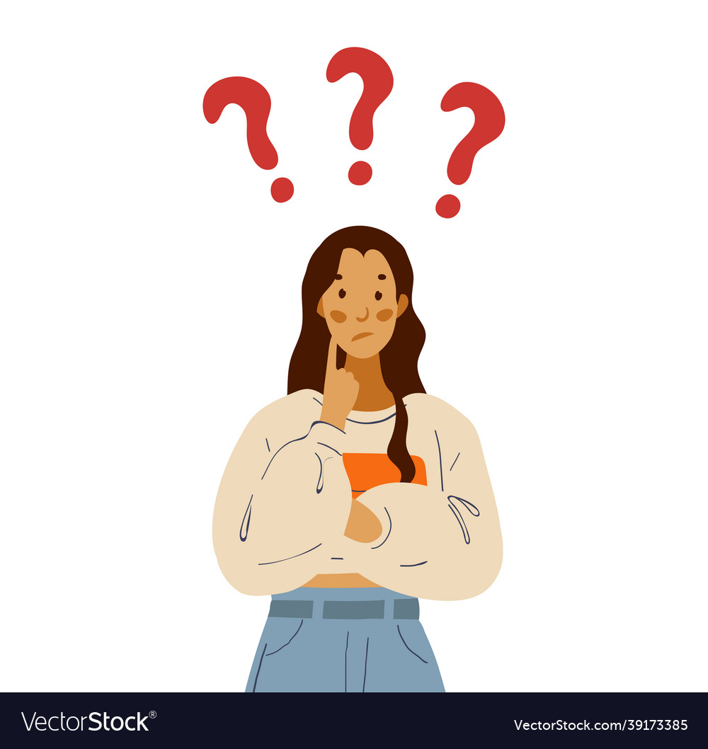 Student thinks about the problem the girl Vector Image