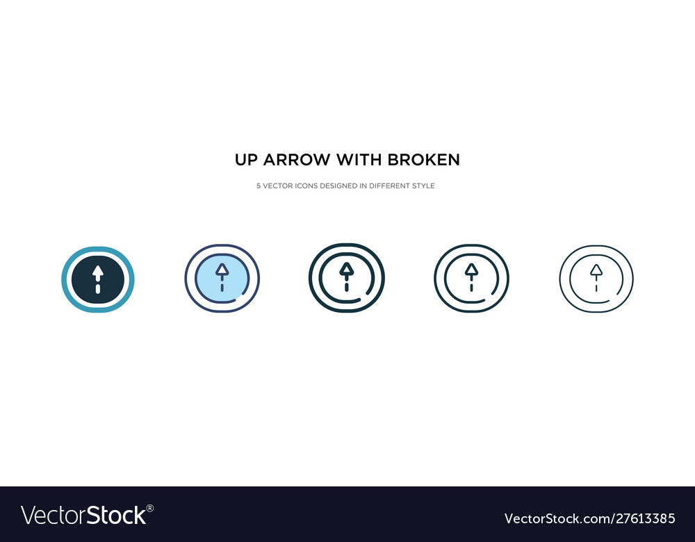 Up arrow with broken line icon in different style Vector Image