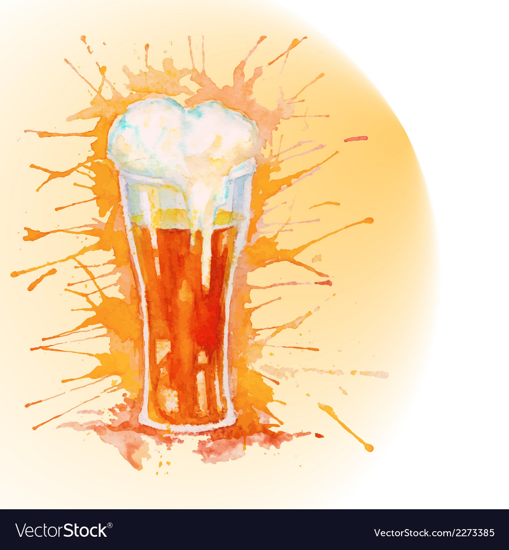 Watercolor glass of beer