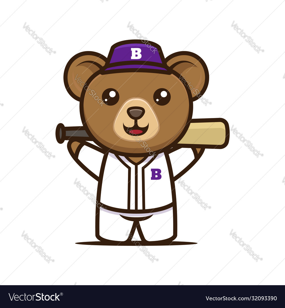 Süße Bär Baseball Maskottchen Design