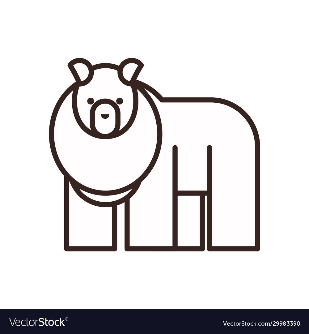 Cute bear cartoon line style icon design