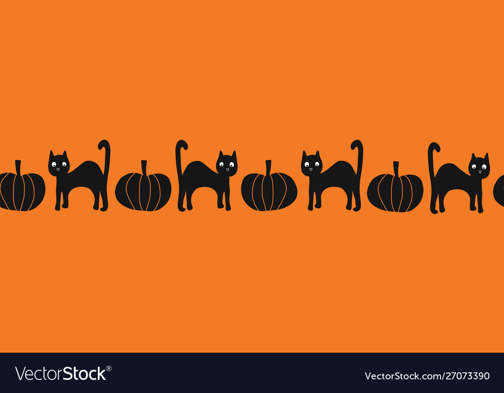 Seamless border halloween black cats