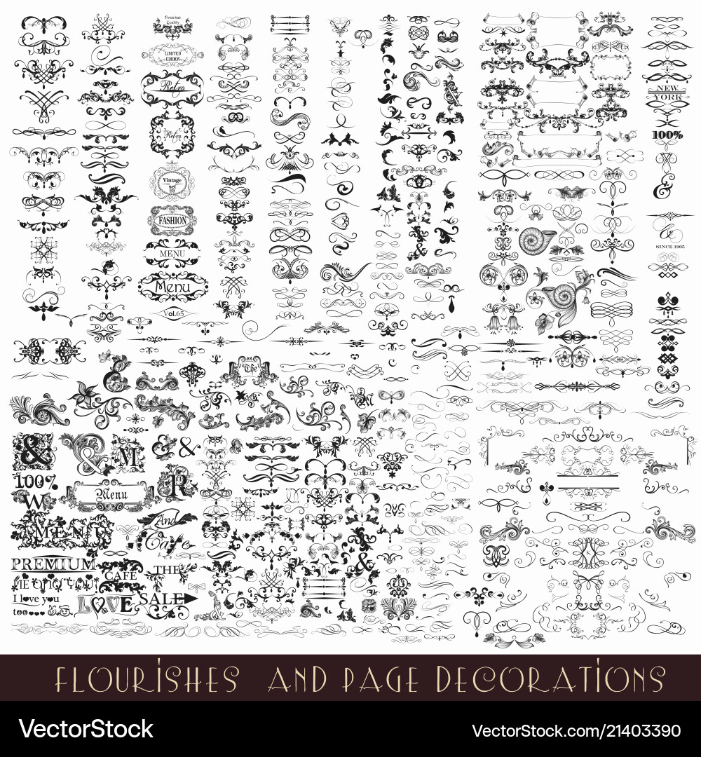 Set calligraphic elements and page decorations Vector Image