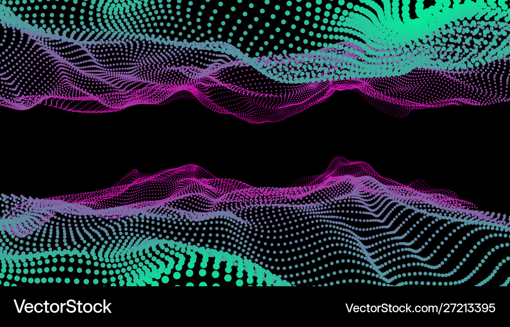3d sea dots wave reflect glowing stream flow Vector Image