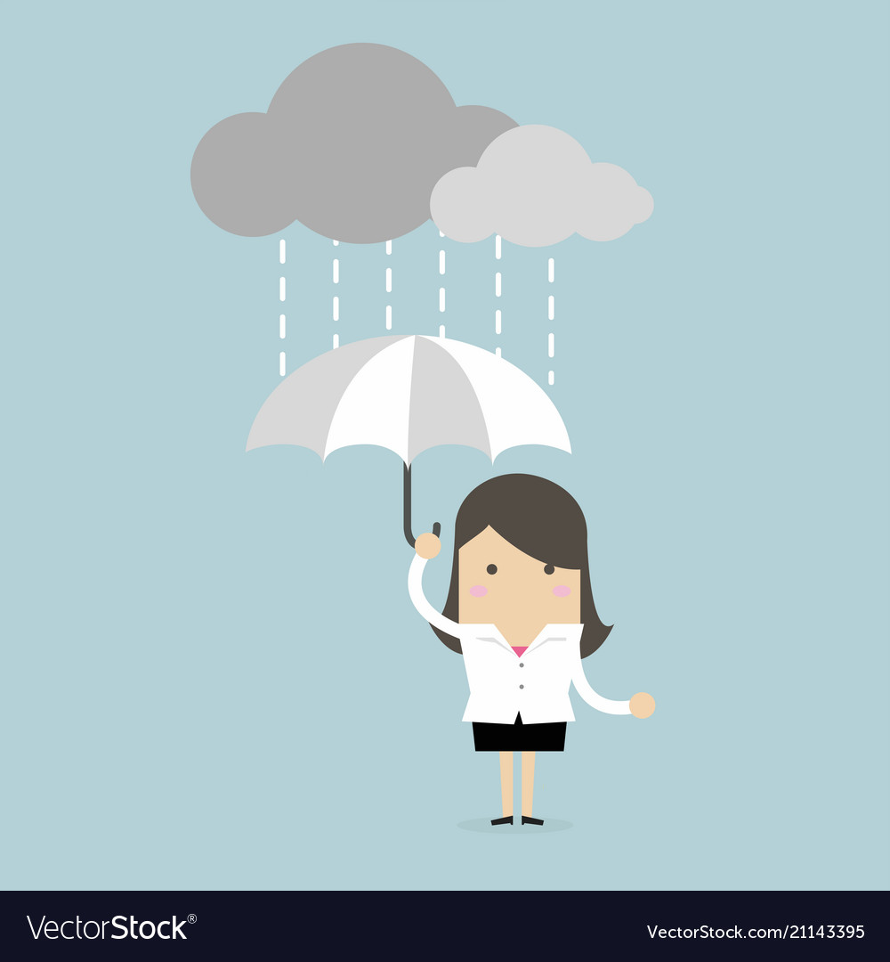 Businesswoman under an umbrella in the rain Vector Image