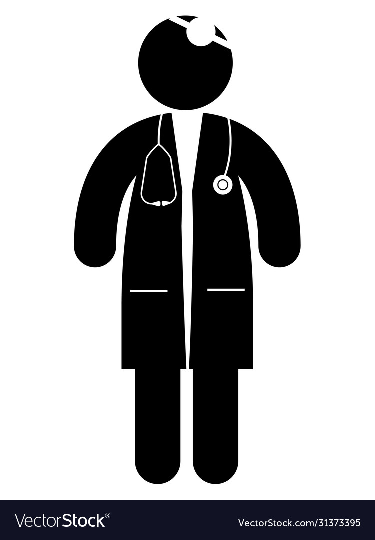 Doctor with stethoscope stick figure icon black Vector Image