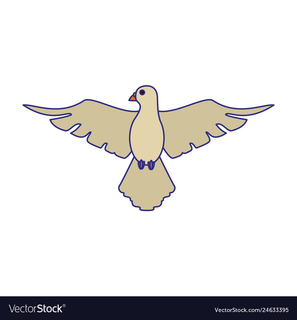 Dove peace bird cartoon blue lines Royalty Free Vector Image