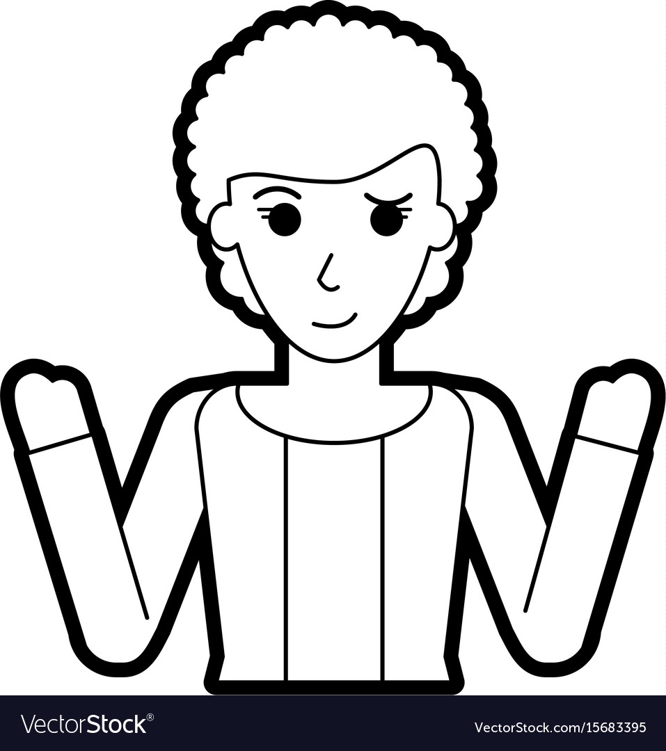 Flat line uncolored woman with shirt over white Vector Image