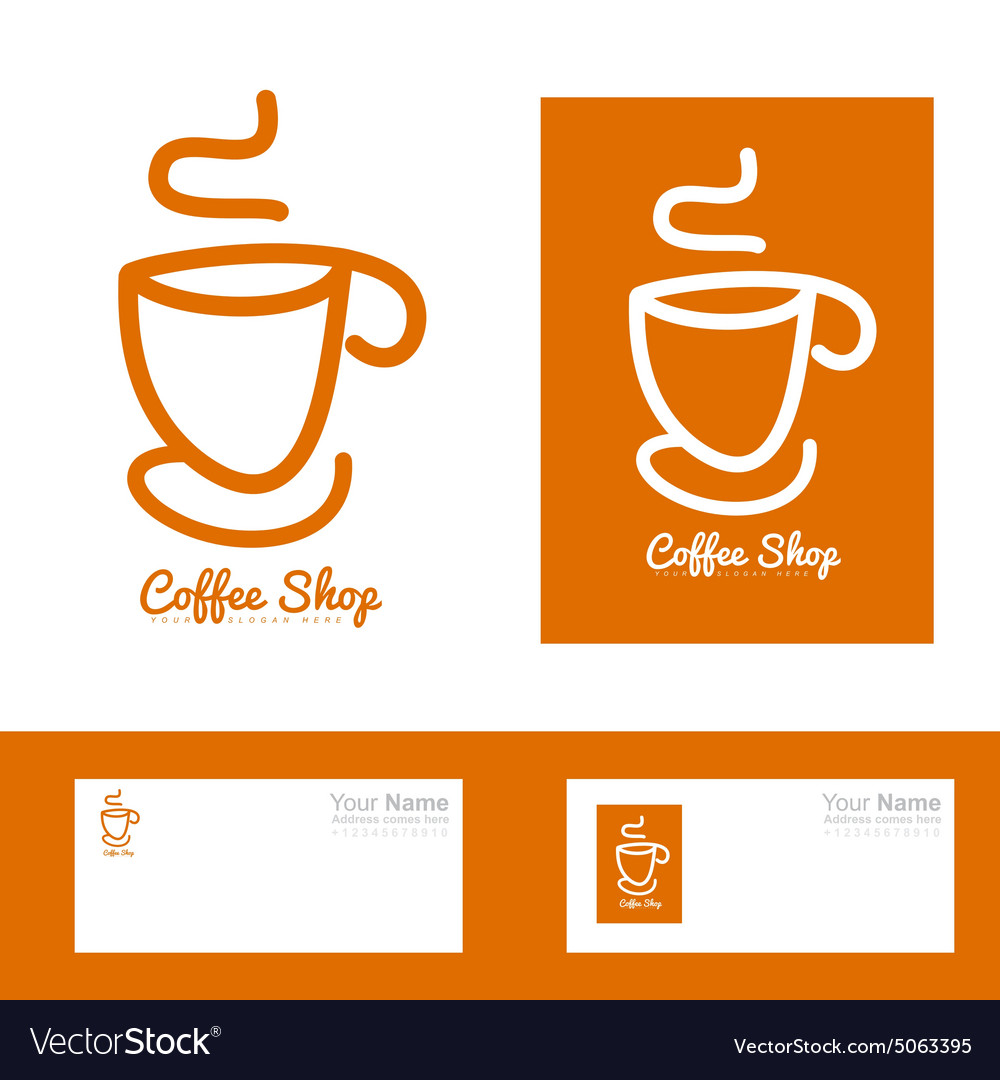 Orange Kaffeetasse Hand gezogen Logo