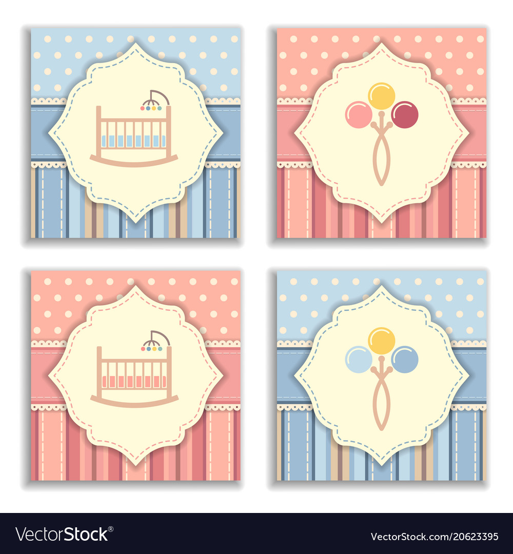 set of baby invitation cards royalty free vector image baby invitation cards