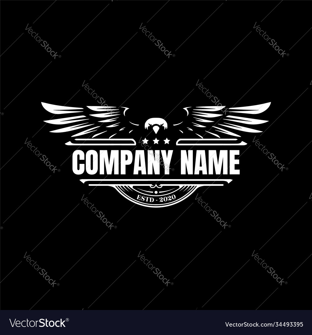 Vintage strong eagle hawk falcon emblem badge logo vector image Vintage strong eagle hawk falcon emblem badge logo