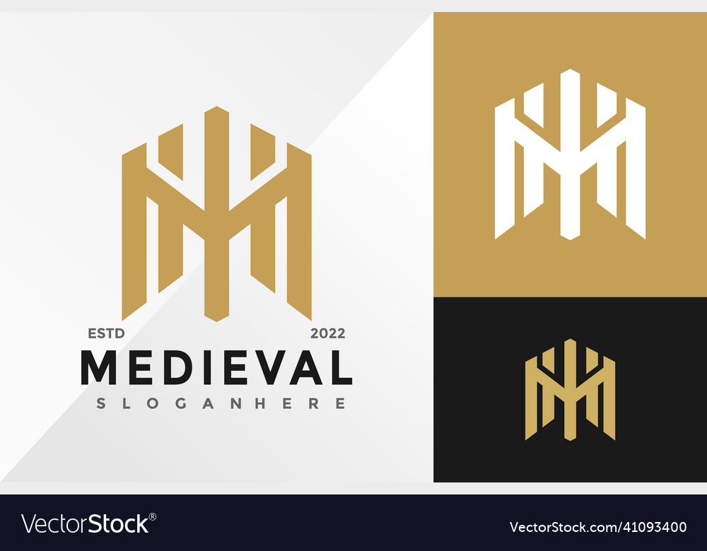 Castle letter m medieval logo design