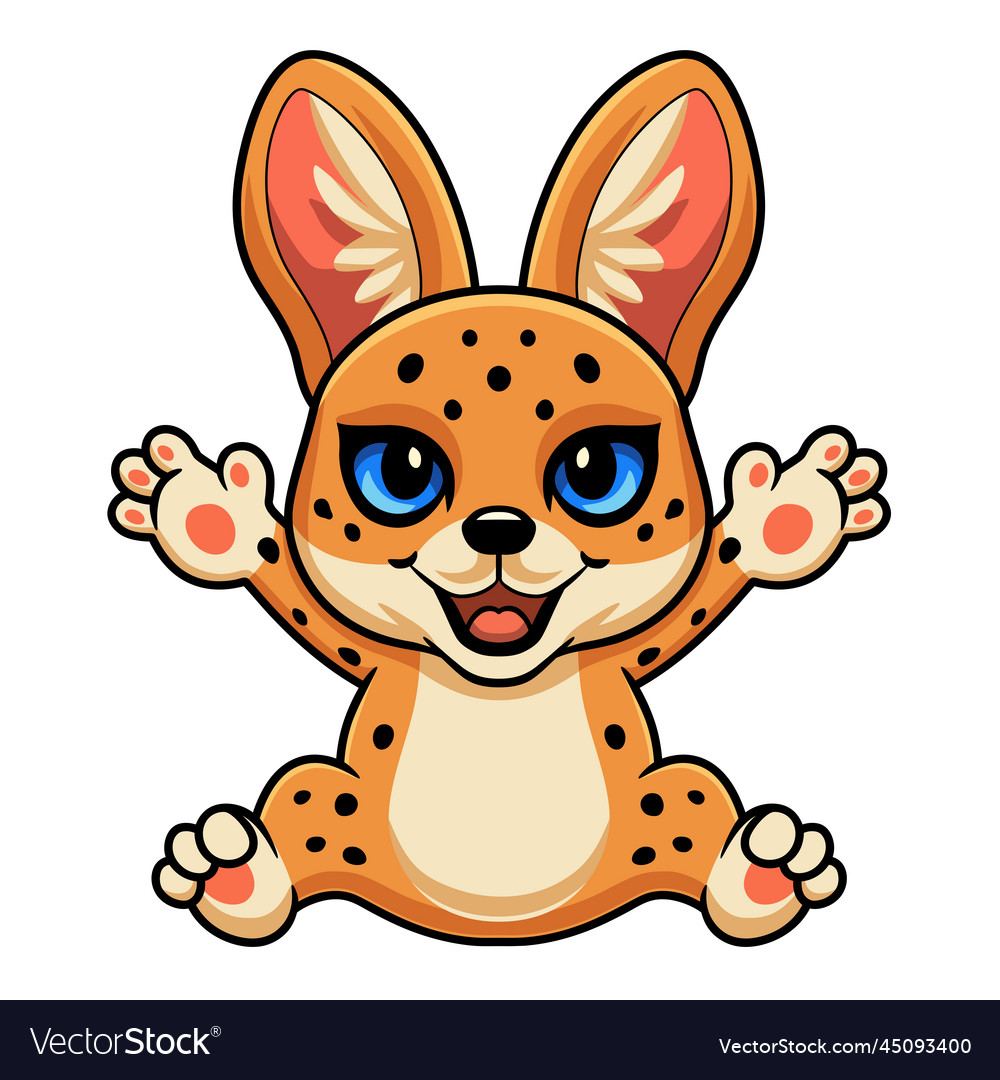 Cute serval cat cartoon sitting Royalty Free Vector Image