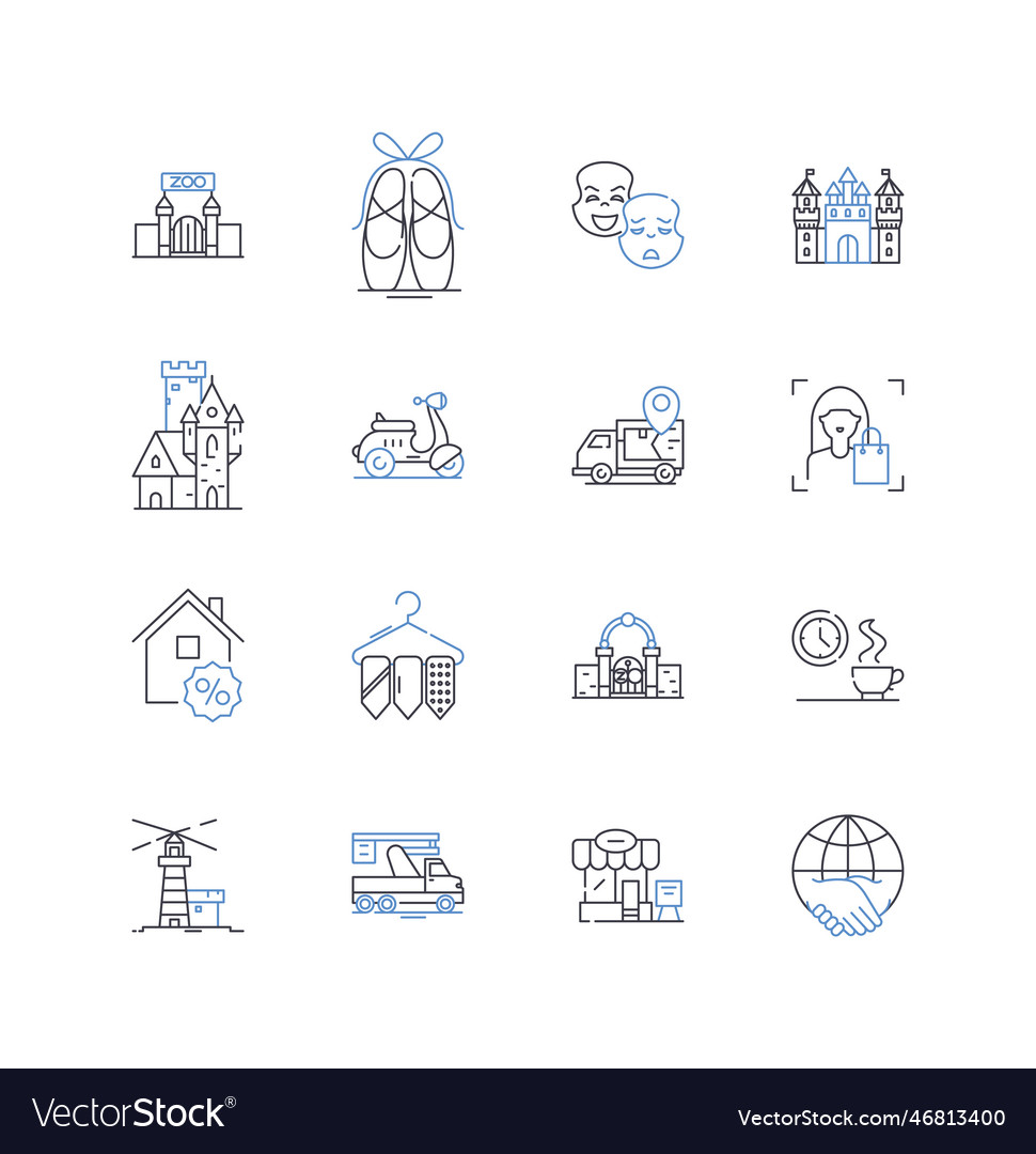 Retail park line icons collection megastore Vector Image