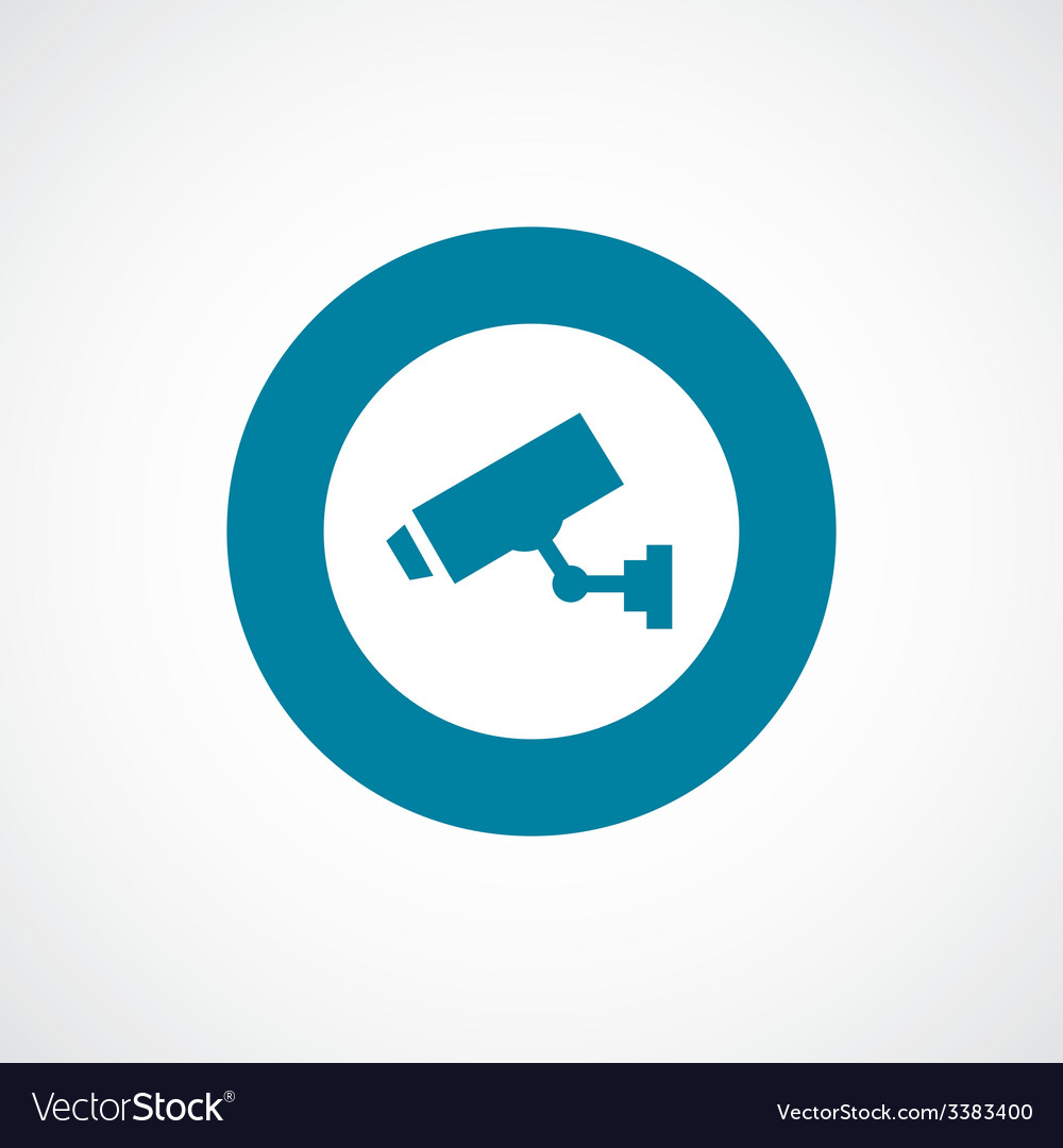 Security camera bold blue border circle icon