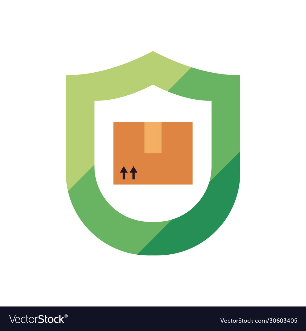 Fast delivery concept shield with box icon flat Vector Image