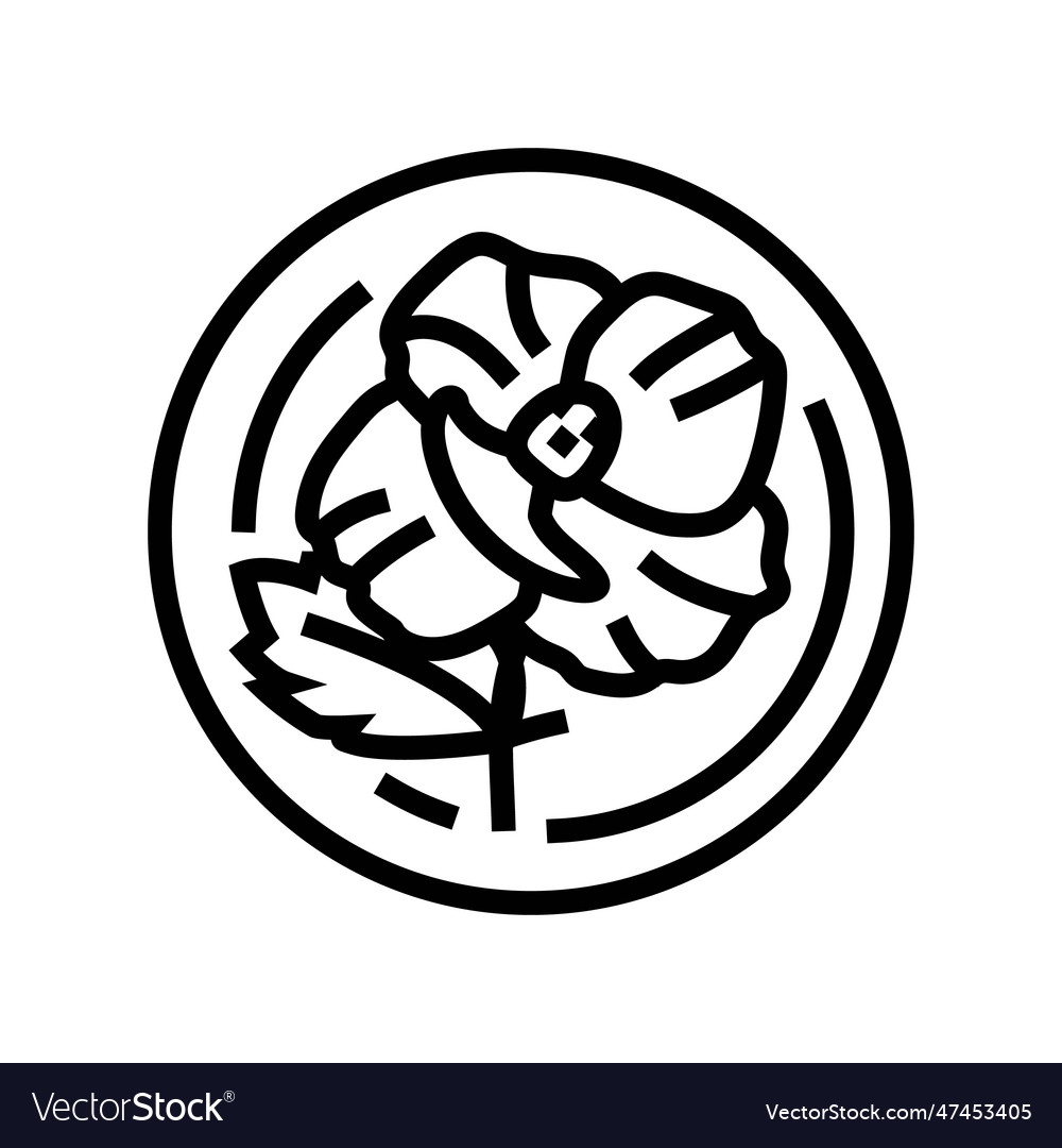 Hibiscus Cosmetic Plant Line Icon Royalty Free Vector Image