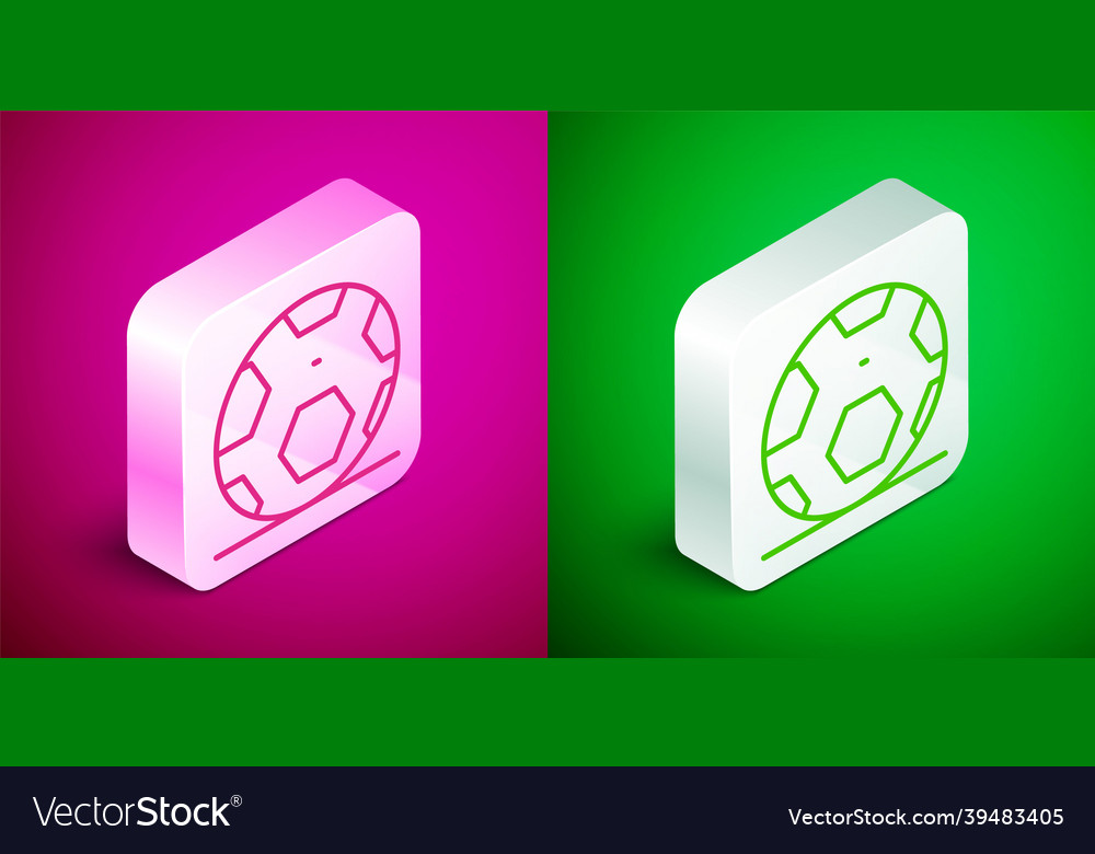 Isometric line soccer football ball icon isolated