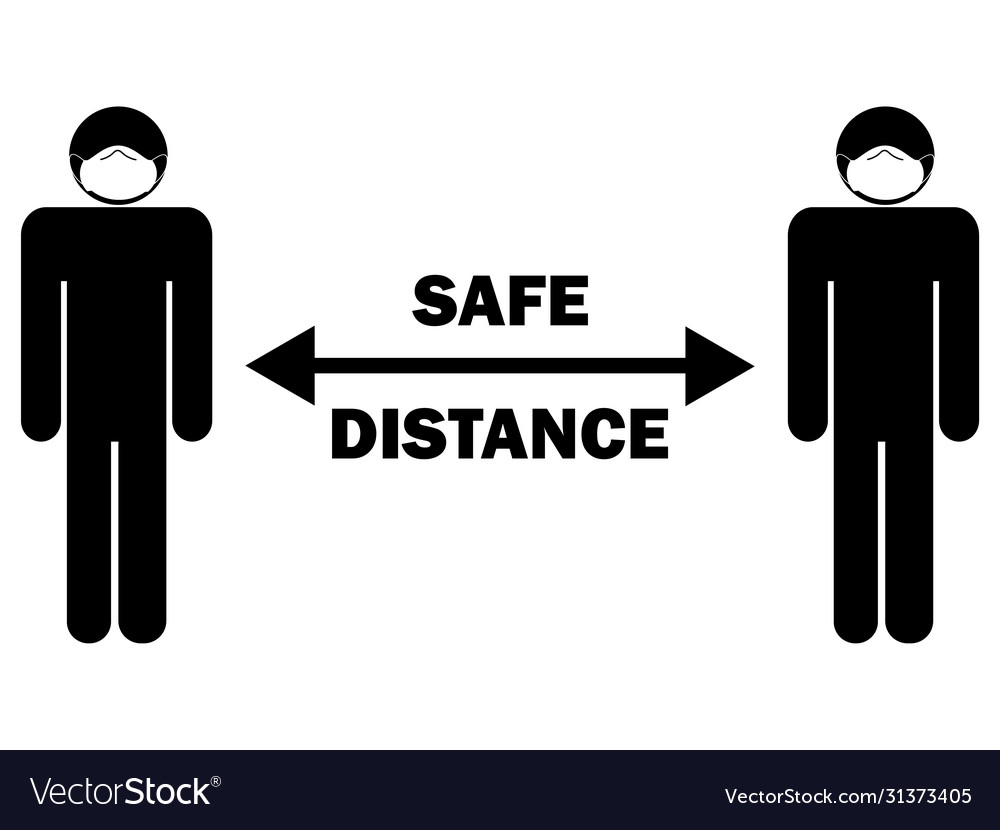 Safe distance arrow stick figure with mask