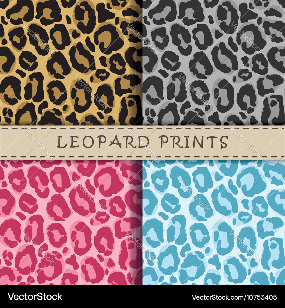 Seamless patterns set with leopard skin texture Vector Image