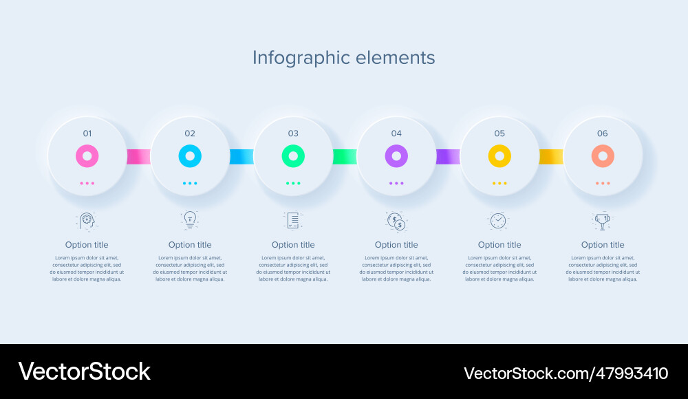 Business process chart infographics with 6 steps Vector Image
