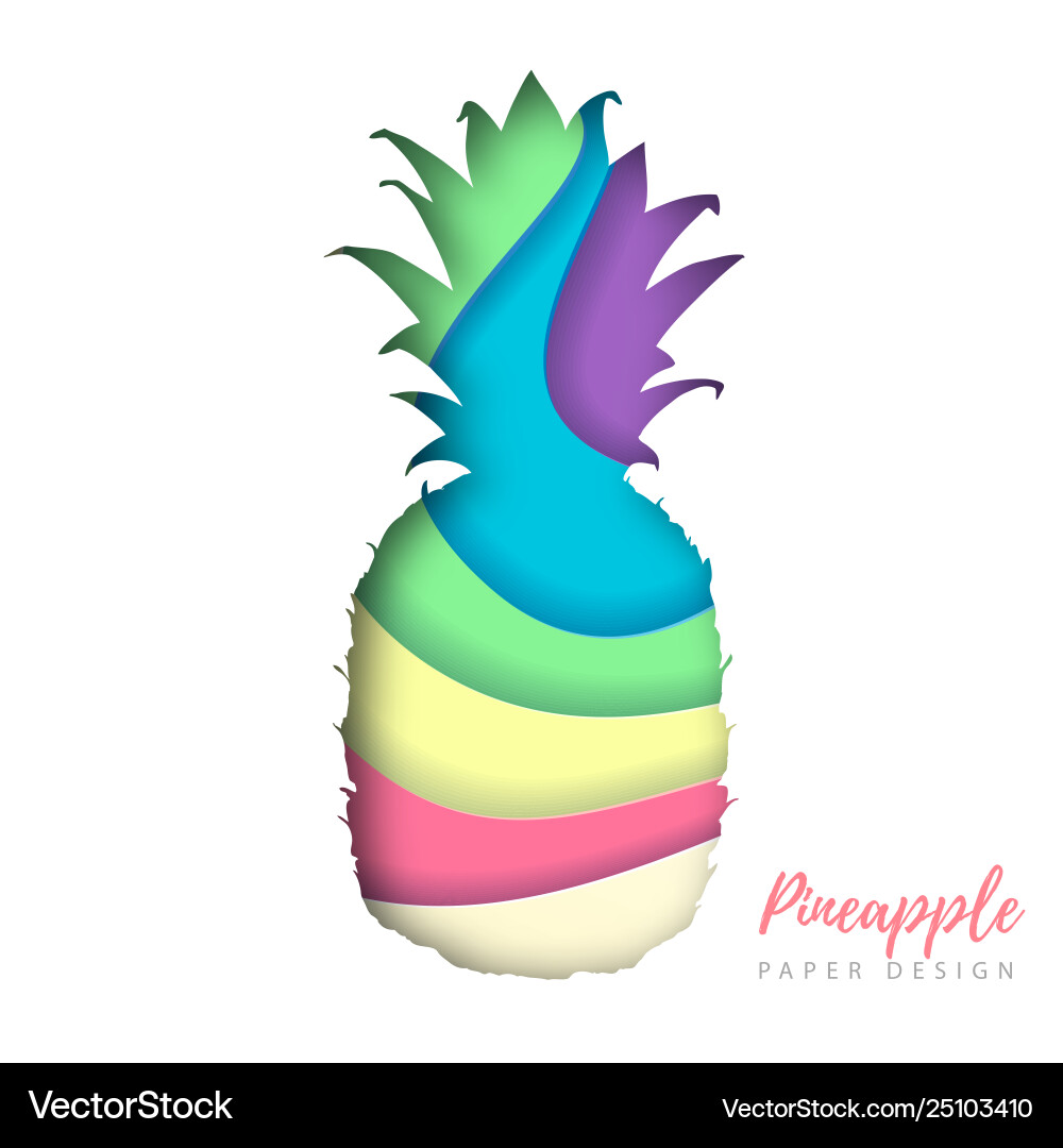 Fruit pineapple silhouette cut out paper art Vector Image