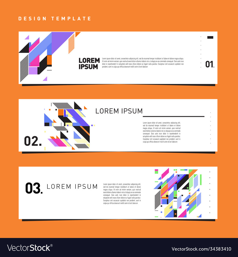 Set abstract banner web design template retro