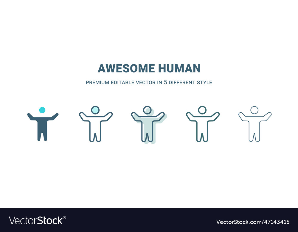 Awesome human icon in 5 different style outline