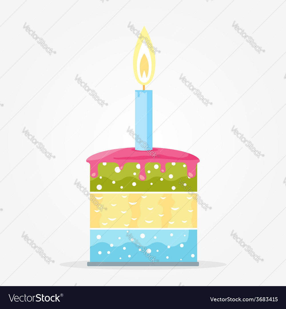 Cake with candle Royalty Free Vector Image - VectorStock