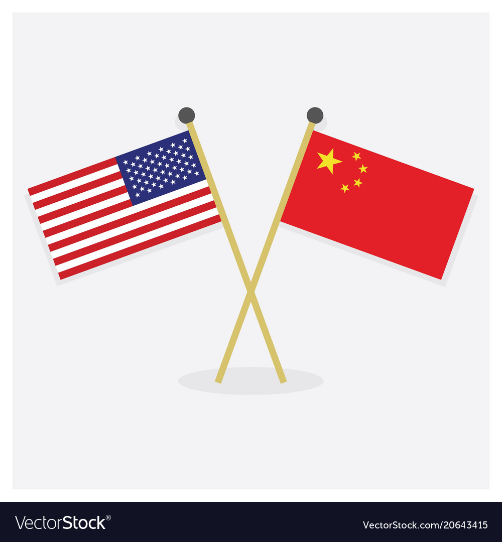 Crossed united states america and china flags Vector Image