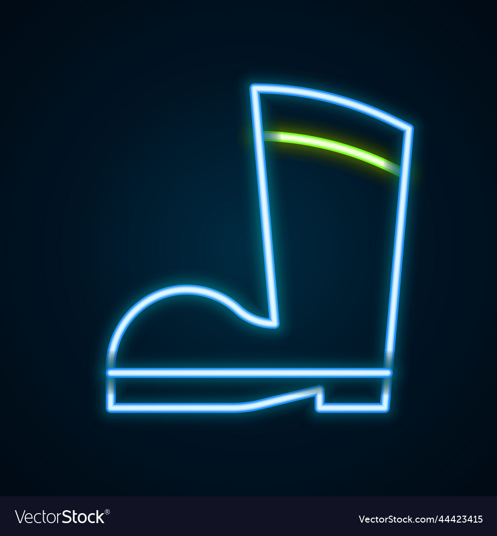 Glowing neon line waterproof rubber boot icon