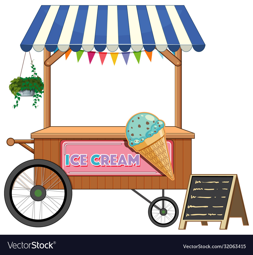 Ice cream cart shop cartoon style isolated Vector Image Ice cream cart shop cartoon style isolated Vector Image