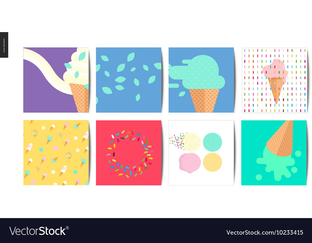 ice cream square postcards royalty free vector image