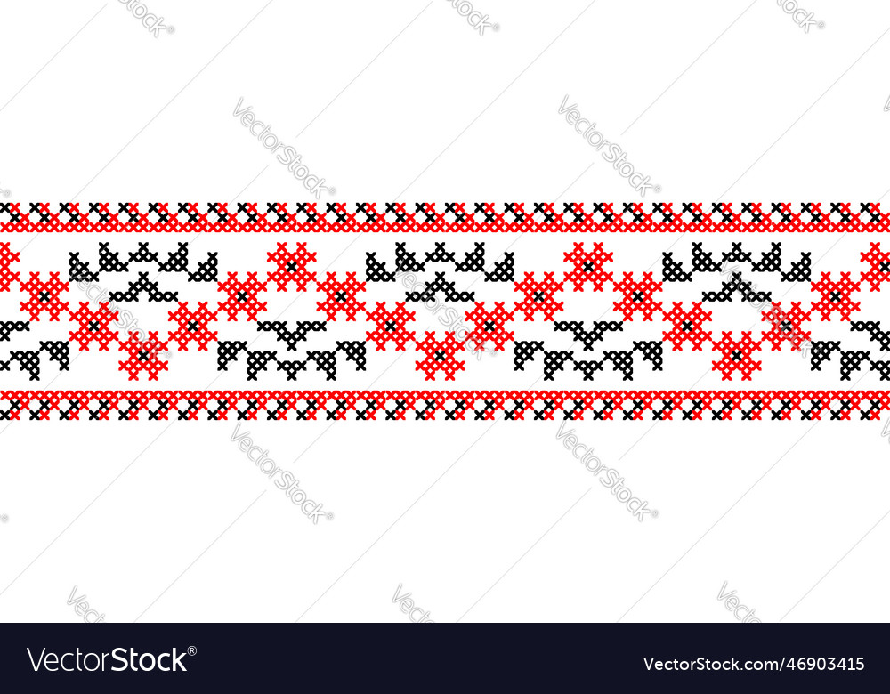 Ukrainian simple floral pattern in red and black Vector Image