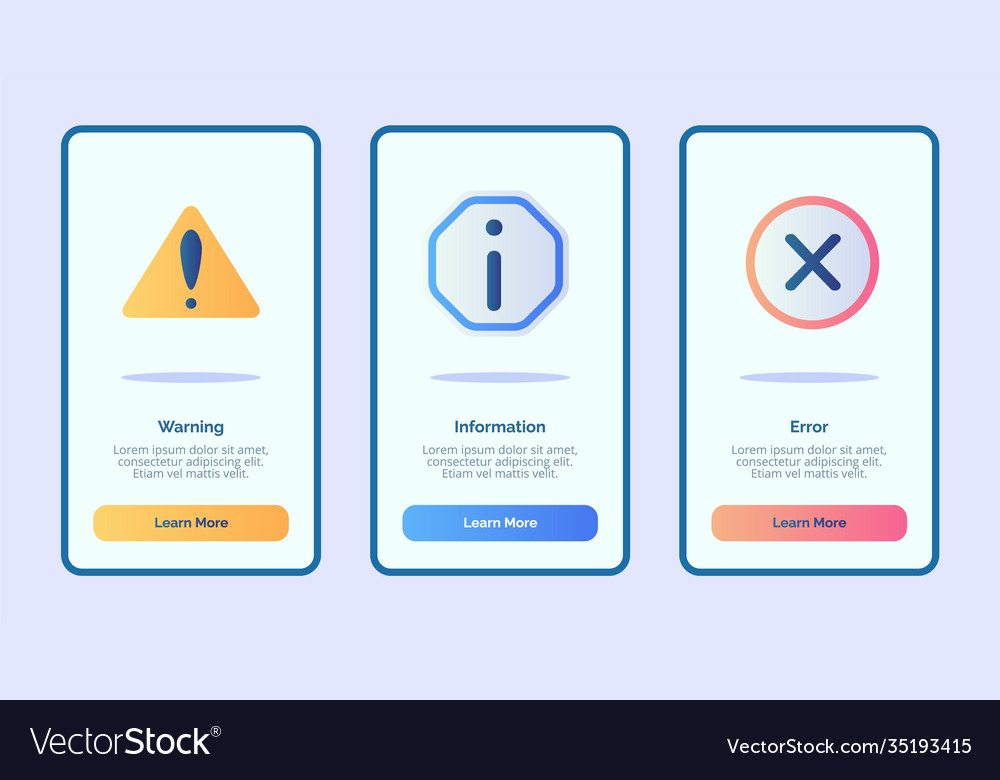 Warning information error for mobile apps Vector Image