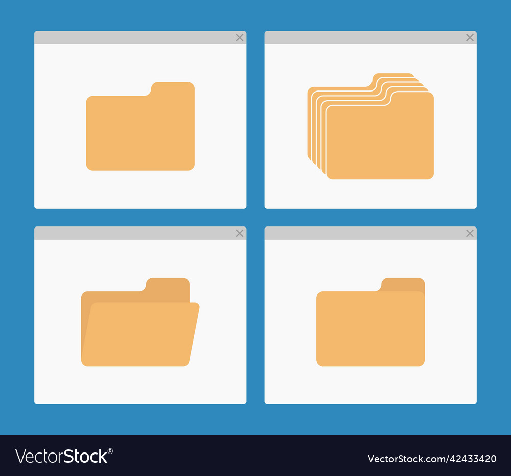 Desktop interface window with folders isolated