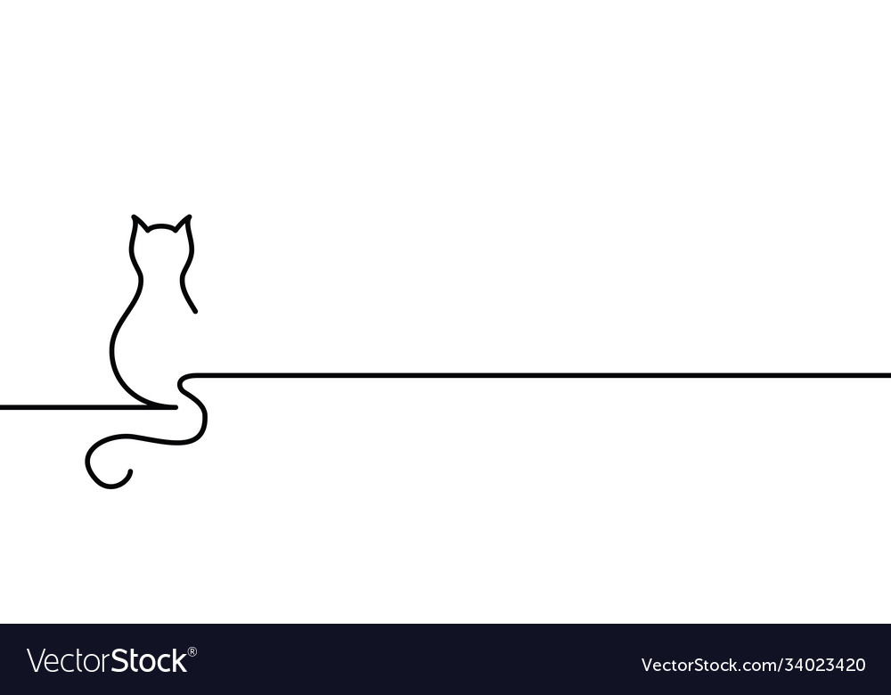 Drawing cat line pattern funny cats sign cartoon Vector Image