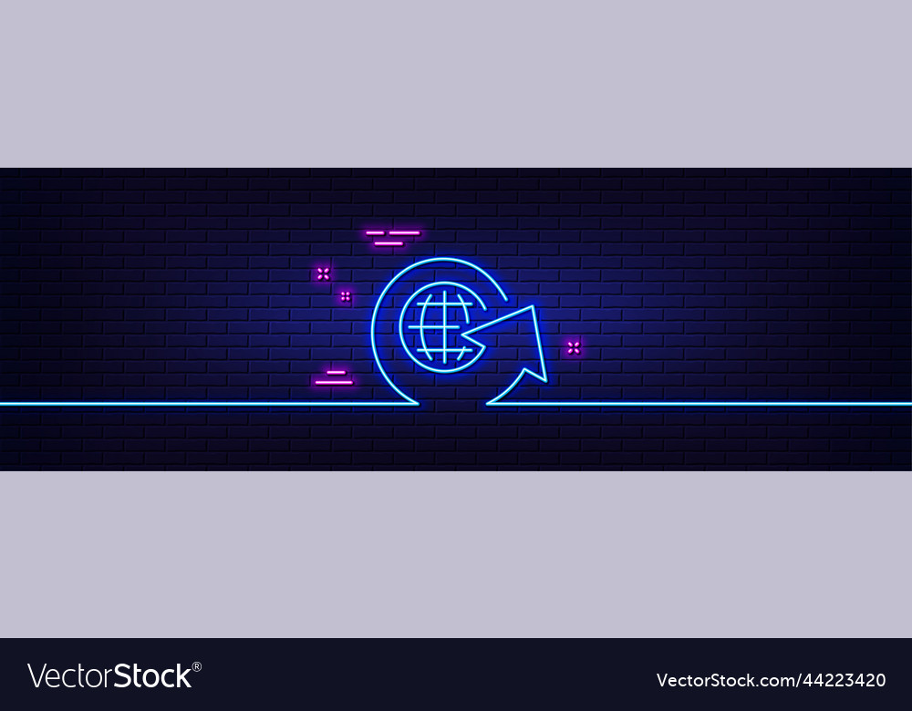 Global business line icon share arrow sign neon