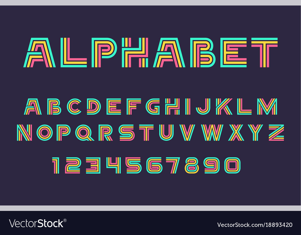 Linear font and alphabet Royalty Free Vector Image