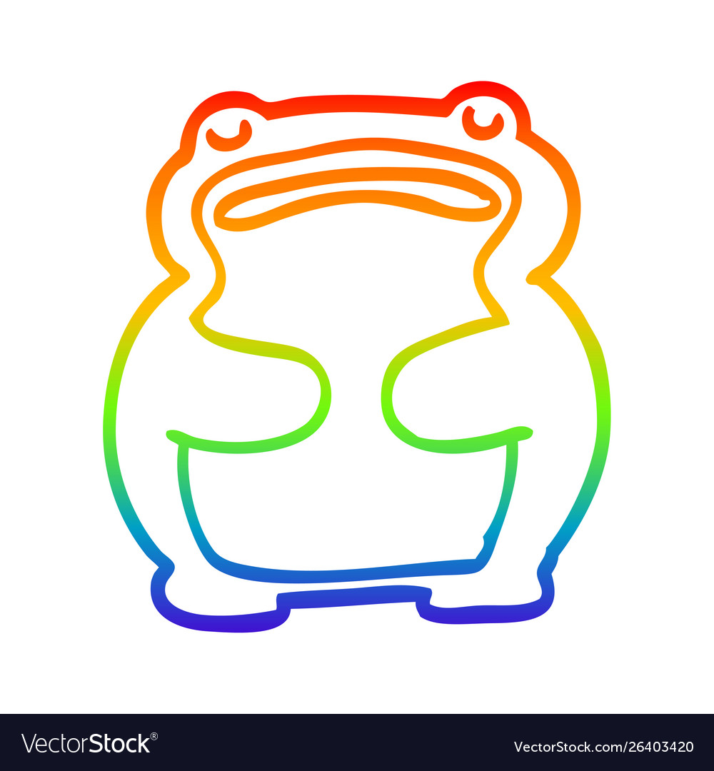 Rainbow gradient line drawing funny cartoon frog Vector Image