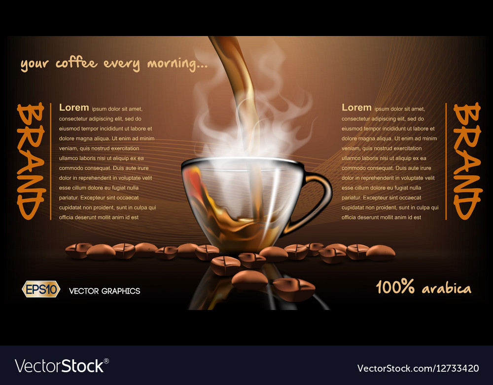 Realistic splash flowing coffee mockup template